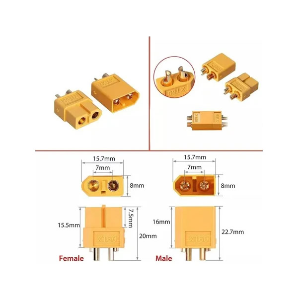 KIT DE CONTECTORES HEMBRA/MACHO XT60(10 PARES) - Vista 2 ATVSTORE