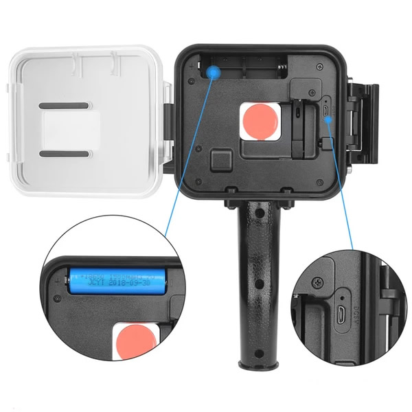 DOMO IMPERMEABLE CON LUZ LED Y FILTRO ROJO PARA GOPRO HERO 7/6/5 