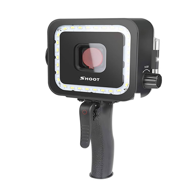 DOMO IMPERMEABLE CON LUZ LED Y FILTRO ROJO PARA GOPRO HERO 7/6/5 