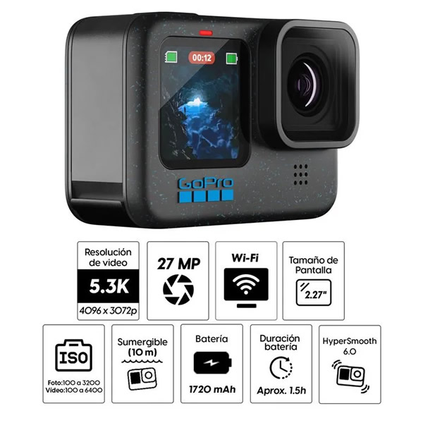 VIDEOCAMARA DIGITAL PROFESIONAL GOPRO HERO12 BLACK